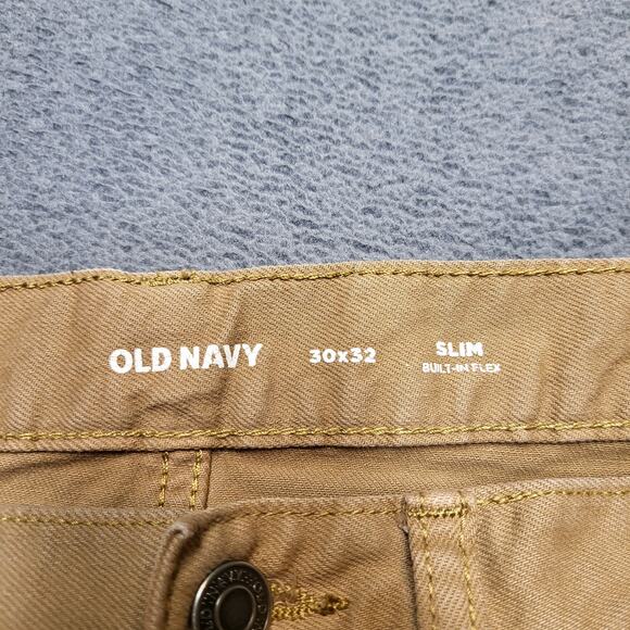 Old Navy Jeans Mens 29x30 Khaki Slim Built-In Flex Stretch Casual Straight Leg - Picture 3 of 9